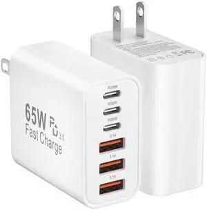 USB C Fast Charger Block, 65W USBC Wall Charger Cube, iPhone Charger Fast Charging Plug, 2Pack 6-Port Multi Port Charging Brick Power Adapter Type C Chargers for iPhone 17/16/15/14/13/12 Pro Max, iPad USB C Fast Charger Block, 65W USBC Wall Charger Cube, iPhone Charger Fast Charging Plug, 2Pack 6-Port Multi Port Charging Brick Power Adapter Type C Chargers for iPhone 17/16/15/14/13/12 Pro Max, iPad