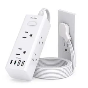 5Ft Extension Cord with Multiple Outlets, Flat Plug Power Strip Surge Protector with 5 Ft Long Cord, 6 Outlet 4 USB Ports (2 USB C), Multi Outlet Wall Plug for Travel, College, Dorm Room Essentials 5Ft Extension Cord with Multiple Outlets, Flat Plug Power Strip Surge Protector with 5 Ft Long Cord, 6 Outlet 4 USB Ports (2 USB C), Multi Outlet Wall Plug for Travel, College, Dorm Room Essentials