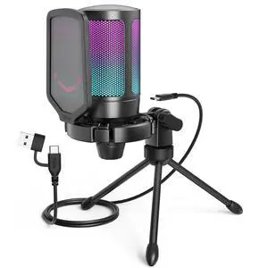 FIFINE AmpliGame A6V USB Gaming Microphone, Condenser RGB Mic for Streaming | Quick Mute, RGB, Gain Control, Tripod Stand, Pop Filter, Shock Mount, for PC/PS5 Discord Twitch Podcasts Videos YouTube FIFINE AmpliGame A6V USB Gaming Microphone, Condenser RGB Mic for Streaming | Quick Mute, RGB, Gain Control, Tripod Stand, Pop Filter, Shock Mount, for PC/PS5 Discord Twitch Podcasts Videos YouTube