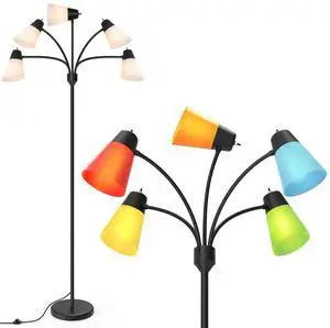 LED Floor Lamp, Medusa Adjustable Multi Head Modern Tall Standing Light | Rustic Reading Corner Lamp for Living/Kids Room, Classroom, Bedroom, Decor, Black LED Floor Lamp, Medusa Adjustable Multi Head Modern Tall Standing Light | Rustic Reading Corner Lamp for Living/Kids Room, Classroom, Bedroom, Decor, Black