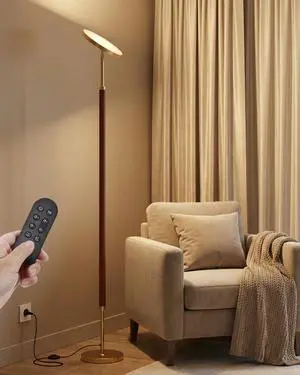 JOOFO Wood LED Torchiere Floor Lamp with Remote, 3000LM Dimmable | 69" Tall Uplight, 3000K-6500K Color Temperature, 1-Hour Timer, Eye-Caring Lighting, For Living Room, Bedroom & Office JOOFO Wood LED Torchiere Floor Lamp with Remote, 3000LM Dimmable | 69" Tall Uplight, 3000K-6500K Color Temperature, 1-Hour Timer, Eye-Caring Lighting, For Living Room, Bedroom & Office