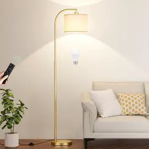 Ambimall Arc Floor Lamp with Remote and Stepless Dimmable Bulb, Colors Temperature & Brightness Adjustable, Gold Floor Lamps for Living RoomDeep Beige Shade & Gold Pole Ambimall Arc Floor Lamp with Remote and Stepless Dimmable Bulb, Colors Temperature & Brightness Adjustable, Gold Floor Lamps for Living RoomDeep Beige Shade & Gold Pole