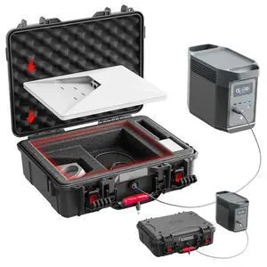 ToKismet Starlink Mini Case, IP67 Waterproof Hard Shell with DC Port, Black | Protective Storage for Dish Accessories | Portable Carrying Design | Camping, RV and Outdoor Travel ToKismet Starlink Mini Case, IP67 Waterproof Hard Shell with DC Port, Black | Protective Storage for Dish Accessories | Portable Carrying Design | Camping, RV and Outdoor Travel
