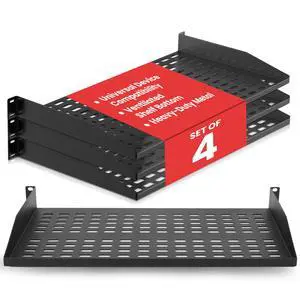 Pyle 19-Inch 1U Server Rack Shelf - 4 Pcs Vented Metal Shelves for Optimal Airflow, Wall or Rack MountableSupports up to 110 lbs, 17 x 10 Shelf Tray for Cabinets, Computers & Network Equipment Pyle 19-Inch 1U Server Rack Shelf - 4 Pcs Vented Metal Shelves for Optimal Airflow, Wall or Rack MountableSupports up to 110 lbs, 17 x 10 Shelf Tray for Cabinets, Computers & Network Equipment
