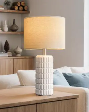 Seealle 23" Single Modern Ceramic Table Lamp, Nightstand Lamp, White | Lamp for Living Room, Bedroom, Bedside, Night Stands, End Table, Desk, Farmhouse Home Decor Seealle 23" Single Modern Ceramic Table Lamp, Nightstand Lamp, White | Lamp for Living Room, Bedroom, Bedside, Night Stands, End Table, Desk, Farmhouse Home Decor