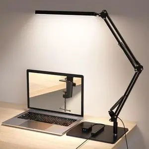 TROPICALTREE LED Desk Lamp for Home Office and Round Base, Clamp-On with 5 Light Modes & Auto Shut Off | 14W Adjustable Brightness 5000K Eye-Caring Lighting for Study/Bedroom/Computer Desk TROPICALTREE LED Desk Lamp for Home Office and Round Base, Clamp-On with 5 Light Modes & Auto Shut Off | 14W Adjustable Brightness 5000K Eye-Caring Lighting for Study/Bedroom/Computer Desk