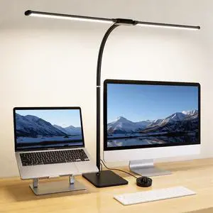 Desk Lamp for Home Office,Adjustable Double Head Desk Light with Base Black | Desktop Control Lighting 5 Color Modes Stepless Dimming, Eye-Caring Table Lamp for Reading Study Work College Dorm Room Desk Lamp for Home Office,Adjustable Double Head Desk Light with Base Black | Desktop Control Lighting 5 Color Modes Stepless Dimming, Eye-Caring Table Lamp for Reading Study Work College Dorm Room