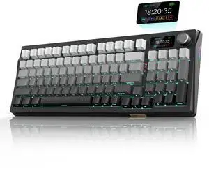 RedThunder K95 Wireless Mechanical Keyboard,TFT Screen & Knob, Trip-Modes Connection, Gasket Custom Hot-Swap Keyboard, RGB Backlit, Pre-lubed Linear Switches, Side Printed PBT Keycaps, Gray Gradient RedThunder K95 Wireless Mechanical Keyboard,TFT Screen & Knob, Trip-Modes Connection, Gasket Custom Hot-Swap Keyboard, RGB Backlit, Pre-lubed Linear Switches, Side Printed PBT Keycaps, Gray Gradient