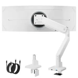 monTEK Single Monitor Arm for Max 45 Inch Ultrawide Screens, Holds 35 Lbs | Adjustable Monitor Desk Mount with C Clamp/Grommet Desk Mount, Cable Management, VESA 75/100mm, White monTEK Single Monitor Arm for Max 45 Inch Ultrawide Screens, Holds 35 Lbs | Adjustable Monitor Desk Mount with C Clamp/Grommet Desk Mount, Cable Management, VESA 75/100mm, White