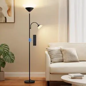 SIBRILLE 2-in-1 Torchiere Floor Lamp, 34W Super Bright LED Standing Lamp with Remote & Touch Control, 72" Dimmable Adjustable Corner Reading Lamp for Living Room, Bedroom, Office, Black SIBRILLE 2-in-1 Torchiere Floor Lamp, 34W Super Bright LED Standing Lamp with Remote & Touch Control, 72" Dimmable Adjustable Corner Reading Lamp for Living Room, Bedroom, Office, Black