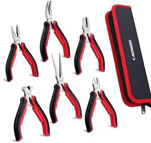 ARROW Mini Pliers Set, 6PC Precision Jewelry Craft Pliers Kit | Needle Nose, Bent Nose, Diagonal Cutter, End Cutting, Lineman Pliers, Storage Pouch, Electronics, DIY Crafts ARROW Mini Pliers Set, 6PC Precision Jewelry Craft Pliers Kit | Needle Nose, Bent Nose, Diagonal Cutter, End Cutting, Lineman Pliers, Storage Pouch, Electronics, DIY Crafts