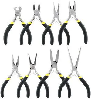 Mini Pliers Set, 8pcs Long Nose Pliers with Comfort Grip Handles for Making Crafts, Electronic Repairing & Jewelry, Multi Purpose Jewelry Making Tools, DIY Nippers Repair Tool Kit Mini Pliers Set, 8pcs Long Nose Pliers with Comfort Grip Handles for Making Crafts, Electronic Repairing & Jewelry, Multi Purpose Jewelry Making Tools, DIY Nippers Repair Tool Kit