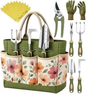 Heavy Duty Gardening Tools - Gardening Gifts for Women, Men, Mom, Dad - Durable, Ergonomic Garden Tools Set (Floral) Heavy Duty Gardening Tools - Gardening Gifts for Women, Men, Mom, Dad - Durable, Ergonomic Garden Tools Set (Floral)