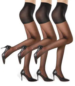 3 Pairs Women's Sheer Tights - 20D Control Top Pantyhose with Reinforced Toes(Black, XL) | Flexible Stretch, Various Body Shapes Fit, Smooth Texture, Matches Dresses & Skirts, Daily & Office Occasions 3 Pairs Women's Sheer Tights - 20D Control Top Pantyhose with Reinforced Toes(Black, XL) | Flexible Stretch, Various Body Shapes Fit, Smooth Texture, Matches Dresses & Skirts, Daily & Office Occasions