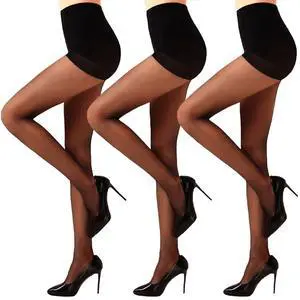 3 Pairs Black Sheer Tights for Women - 20D Resist Tears Control Top Pantyhose with Reinforced Toes, Smooth, Supple(Black-M) 3 Pairs Black Sheer Tights for Women - 20D Resist Tears Control Top Pantyhose with Reinforced Toes, Smooth, Supple(Black-M)