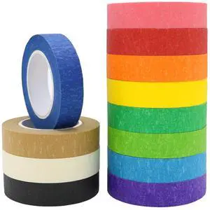 12 Rolls Masking Tape, 16yd per Roll, Rainbow Colors | Painters Tape, Craft Tape, Ideal for Bullet Journals, Party Decorations & DIY Crafts 12 Rolls Masking Tape, 16yd per Roll, Rainbow Colors | Painters Tape, Craft Tape, Ideal for Bullet Journals, Party Decorations & DIY Crafts