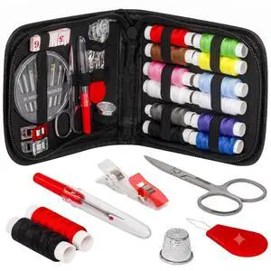 Travel Sewing Kit, 59-Piece Portable Kit for Travel, Includes Scissors, Thread, Tape Measure - Sewing Accessories and Supplies | Mini Emergency Repair Sewing Kit, Beginner Set with Multicolor Thread Travel Sewing Kit, 59-Piece Portable Kit for Travel, Includes Scissors, Thread, Tape Measure - Sewing Accessories and Supplies | Mini Emergency Repair Sewing Kit, Beginner Set with Multicolor Thread