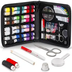 94-Piece Travel Sewing Kit for Adults & Kids, Small Needle & Thread Kit | Mini Emergency Repair Sewing Kit, Beginner Set with Multicolor Thread, Needles, Scissors, Thimble, Clips & Travel Case 94-Piece Travel Sewing Kit for Adults & Kids, Small Needle & Thread Kit | Mini Emergency Repair Sewing Kit, Beginner Set with Multicolor Thread, Needles, Scissors, Thimble, Clips & Travel Case