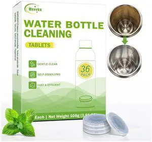Water Bottle Cleaning Tablets, Remove Stains & Odor, Tumbler Cleaner | 36 Count, Deep Cleans, Removes Coffee Tea Stains, No Hard Scrubbing Needed, Fast Dissolving, Home, Office & Gym, Minty Water Bottle Cleaning Tablets, Remove Stains & Odor, Tumbler Cleaner | 36 Count, Deep Cleans, Removes Coffee Tea Stains, No Hard Scrubbing Needed, Fast Dissolving, Home, Office & Gym, Minty