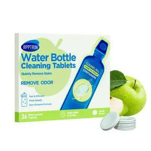Water Bottle Cleaning Tablets, 36 Pack Bottle Clean Tablet Hydration Bladder Cleansing Tablets for Hydration Bladder, Water Bottle, Individually Packed, Apple Flavor Water Bottle Cleaning Tablets, 36 Pack Bottle Clean Tablet Hydration Bladder Cleansing Tablets for Hydration Bladder, Water Bottle, Individually Packed, Apple Flavor