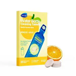 Water Bottle Cleaning Tablets, 18 Pack Bottle Clean Tablet Hydration Bladder Cleansing Tablets for Hydration Bladder, Water Bottle, Individually Packed, Orange Flavor Water Bottle Cleaning Tablets, 18 Pack Bottle Clean Tablet Hydration Bladder Cleansing Tablets for Hydration Bladder, Water Bottle, Individually Packed, Orange Flavor