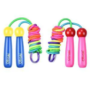 Adjustable Cotton Braided Cute Jump Rope, Blue+Pink | 8.2ft Lightweight Skipping Rope with Wooden Handle for Boys Girls Fitness Outdoor Exercise Activity Adjustable Cotton Braided Cute Jump Rope, Blue+Pink | 8.2ft Lightweight Skipping Rope with Wooden Handle for Boys Girls Fitness Outdoor Exercise Activity