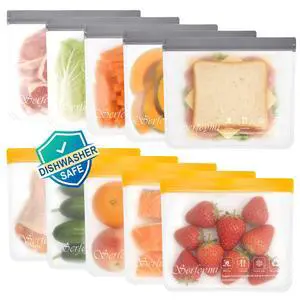 10 Pack Reusable Freezer Sandwich Bags Dishwasher Safe, Extra Thick Reusable Plastic Bags BPA Free,Quart Freezer Food Storage Bags for Sandwich Containers, Travel, Food, Meat, Vegetable 10 Pack Reusable Freezer Sandwich Bags Dishwasher Safe, Extra Thick Reusable Plastic Bags BPA Free,Quart Freezer Food Storage Bags for Sandwich Containers, Travel, Food, Meat, Vegetable