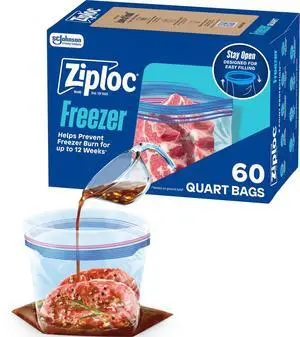Quart Freezer Bags, Food Storage, Stand-Up Bottom, 60 Count | Quart Size Freezer Bags for Food Storage, Reusable, Stand-Up Bottom for Easy Fill, BPA-Free, 60 Count Quart Freezer Bags, Food Storage, Stand-Up Bottom, 60 Count | Quart Size Freezer Bags for Food Storage, Reusable, Stand-Up Bottom for Easy Fill, BPA-Free, 60 Count