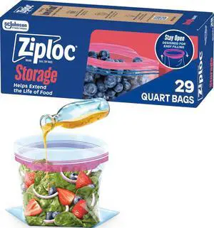 Quart Food Storage Bags, Stand-Up Bottom, Easy to Fill, 29 Count Quart Food Storage Bags, Stand-Up Bottom, Easy to Fill, 29 Count