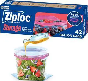 Gallon Food Storage Bags, Stand-Up Bottom, Easy to Fill, 42 Count Gallon Food Storage Bags, Stand-Up Bottom, Easy to Fill, 42 Count