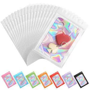 100PCS Holographic White Mylar Bags, Resealable Smell Proof 2.4x3.9 | with Clear Window, Small Business Packaging for Jewelry Candy Treat Makeup Favor, Sealable Plastic Zip Goodie Gift Baggies 100PCS Holographic White Mylar Bags, Resealable Smell Proof 2.4x3.9 | with Clear Window, Small Business Packaging for Jewelry Candy Treat Makeup Favor, Sealable Plastic Zip Goodie Gift Baggies