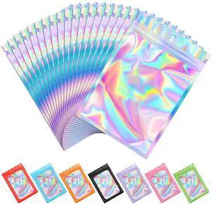 100PCS Holographic Mylar Bags, Resealable Smell Proof 2.4x3.9 | with Clear Window, Small Business Packaging for Jewelry Candy Treat Sample Favor, Sealable Zipper Plastic Goodie Gift Baggies 100PCS Holographic Mylar Bags, Resealable Smell Proof 2.4x3.9 | with Clear Window, Small Business Packaging for Jewelry Candy Treat Sample Favor, Sealable Zipper Plastic Goodie Gift Baggies