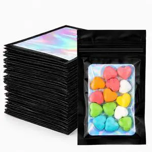 Holographic Bags 100PCS Mylar Bags, Smell Proof Bag Goodie Baggies | 2.4x3.9in goodie bags clear packaging bags candy gifts bags party favors earring jewelry bags seal tea snack size bags|Black Holographic Bags 100PCS Mylar Bags, Smell Proof Bag Goodie Baggies | 2.4x3.9in goodie bags clear packaging bags candy gifts bags party favors earring jewelry bags seal tea snack size bags|Black