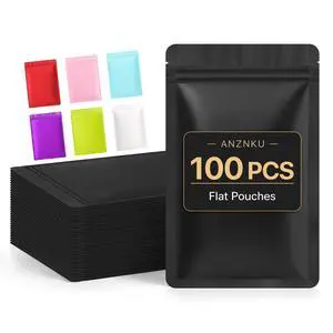 100 PCS Black Mylar Bags 2.4 x 3.9", Resealable Smell Proof Pouches | Flat Double-Sided & Sealable Zipper, Packaging for Small Business, Use for Jewelry Candy Snack Food Storage 100 PCS Black Mylar Bags 2.4 x 3.9", Resealable Smell Proof Pouches | Flat Double-Sided & Sealable Zipper, Packaging for Small Business, Use for Jewelry Candy Snack Food Storage