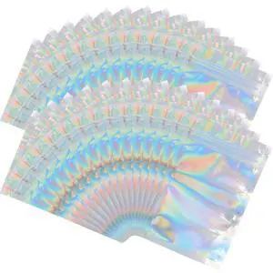 100 Pieces Mylar Holographic Resealable Bags - 4 x 6" Smell Proof Bags, Foil Pouch for Party Favor Food Storage (Holographic Color, 4 x 6 Inch) 100 Pieces Mylar Holographic Resealable Bags - 4 x 6" Smell Proof Bags, Foil Pouch for Party Favor Food Storage (Holographic Color, 4 x 6 Inch)