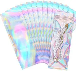100 Pack Holographic Mylar Bags with Window, 3x9in Resealable Pouches | for Lip Gloss, Jewelry, Lash Candy, Small Business Packaging Supplies, Rainbow Finish, Secure Closure, Favors 100 Pack Holographic Mylar Bags with Window, 3x9in Resealable Pouches | for Lip Gloss, Jewelry, Lash Candy, Small Business Packaging Supplies, Rainbow Finish, Secure Closure, Favors