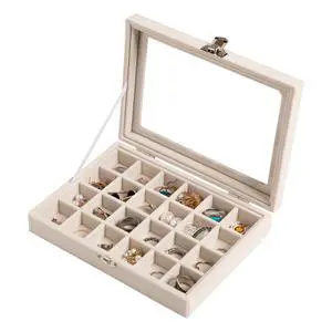 24 Grid Earring Organizer,Small Velvet Jewelry Tray with Lid | Portable Jewelry Box for Rings Stud,Velvet Lining for Protecting Jewelry,Adjustable Dividers,Glass Lid for Clear Review 24 Grid Earring Organizer,Small Velvet Jewelry Tray with Lid | Portable Jewelry Box for Rings Stud,Velvet Lining for Protecting Jewelry,Adjustable Dividers,Glass Lid for Clear Review