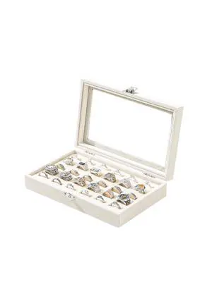 Ring Display Case,Jewelry Ring Organizer Box For Rings,Ring And Earring Holder Box For Girl,Velvet Ring Display Tray (Beige, 30 slots), QF010 Ring Display Case,Jewelry Ring Organizer Box For Rings,Ring And Earring Holder Box For Girl,Velvet Ring Display Tray (Beige, 30 slots), QF010