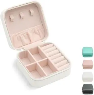 Mini Jewelry Travel Case, Small Portable Jewellry Organizer Box Portable Display Storage Box for Rings Earrings Necklaces, Gifts for Girl, Women, Wedding, Birthday,New Year,Christmas (White) Mini Jewelry Travel Case, Small Portable Jewellry Organizer Box Portable Display Storage Box for Rings Earrings Necklaces, Gifts for Girl, Women, Wedding, Birthday,New Year,Christmas (White)
