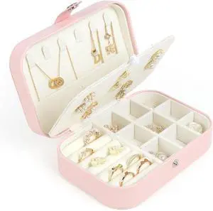 Travel Jewelry Box, Small Jewelry Organizer Boxes for Women Girls, 2 Layer Travel Jewlery Case, PU Leather Mini Portable Jewerly Storage Display Holder for Earrings, Ring, Necklaces, Bracelets(Pink 1) Travel Jewelry Box, Small Jewelry Organizer Boxes for Women Girls, 2 Layer Travel Jewlery Case, PU Leather Mini Portable Jewerly Storage Display Holder for Earrings, Ring, Necklaces, Bracelets(Pink 1)