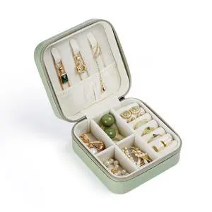 Travel Jewelry Case, Small Jewelry Box Portable Jewelry Travel Organizer Display Storage Case for Rings Earring Necklace Bracelet, Gift for Women Girls, Green Travel Jewelry Case, Small Jewelry Box Portable Jewelry Travel Organizer Display Storage Case for Rings Earring Necklace Bracelet, Gift for Women Girls, Green