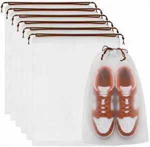 6 Pack Waterproof Drawstring Travel Shoe Bags, Reusable Shoe Organizer Bags | 15.7"x11.8" Large Size Fits Most Shoes, Durable PEVA Material, Reusable Drawstring Shoe Storage Bags for Men and Women 6 Pack Waterproof Drawstring Travel Shoe Bags, Reusable Shoe Organizer Bags | 15.7"x11.8" Large Size Fits Most Shoes, Durable PEVA Material, Reusable Drawstring Shoe Storage Bags for Men and Women
