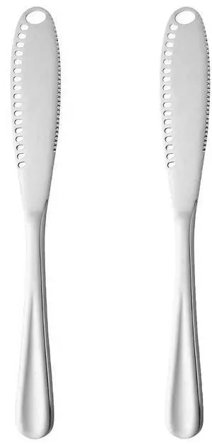 2 Pcs Butter Knife, 3 In 1 Stainless Steel Butter Spreader | Multifunctional Butter Knife With Grating Slots And Serrated Edge,For Cutting And Spreading Butter Cheese Jam 2 Pcs Butter Knife, 3 In 1 Stainless Steel Butter Spreader | Multifunctional Butter Knife With Grating Slots And Serrated Edge,For Cutting And Spreading Butter Cheese Jam