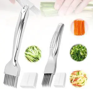 2 Pcs Shred Silk The Knife,Green Onion Slicer Cutter Shredder,Blooming Onion Cutter Kit,Slicer Thin for Vegetables Garlic,Household Multifunctional Food Gadget 2 Pcs Shred Silk The Knife,Green Onion Slicer Cutter Shredder,Blooming Onion Cutter Kit,Slicer Thin for Vegetables Garlic,Household Multifunctional Food Gadget