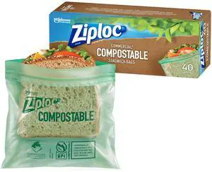 Compostable Sandwich and Snack Bags for On The Go Freshness, Designed to be Commercially Compostable, 40 Bags Compostable Sandwich and Snack Bags for On The Go Freshness, Designed to be Commercially Compostable, 40 Bags