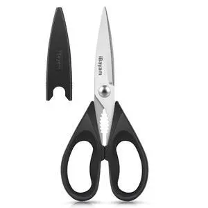 All Purpose Kitchen Shears with Protective Sheath, Black, 8.7 inch | Durable Stainless Steel Scissors, Dishwasher Safe, Soft Grip Comfort Handle, Built-In Bottle Opener All Purpose Kitchen Shears with Protective Sheath, Black, 8.7 inch | Durable Stainless Steel Scissors, Dishwasher Safe, Soft Grip Comfort Handle, Built-In Bottle Opener