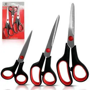 3-pack All Purpose Scissors 3 Sizes Ultra Sharp SS Blades Comfort Non-Slip Ergonomic Handle Great as Office Gifts, Home, Kitchen Shears, School, Sewing Fabrics, Crafts, And Multipurpose 3-pack All Purpose Scissors 3 Sizes Ultra Sharp SS Blades Comfort Non-Slip Ergonomic Handle Great as Office Gifts, Home, Kitchen Shears, School, Sewing Fabrics, Crafts, And Multipurpose