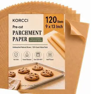 120-Count 9x13 Inch Parchment Paper Sheets, Precut Non-Stick Unbleached Baking Paper, Quarter Sheet Size for Toaster Oven, Air Fryer, Cookies, Cakes and Bread 120-Count 9x13 Inch Parchment Paper Sheets, Precut Non-Stick Unbleached Baking Paper, Quarter Sheet Size for Toaster Oven, Air Fryer, Cookies, Cakes and Bread