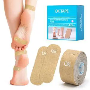 Blister Prevention Tape, 40 Pcs, Moleskin for Blisters, Shoes | No-Residue Blister Bandages for Feet & Body, Heel Patches, 1.2in X 3.5in Precut Strips - Beige Blister Prevention Tape, 40 Pcs, Moleskin for Blisters, Shoes | No-Residue Blister Bandages for Feet & Body, Heel Patches, 1.2in X 3.5in Precut Strips - Beige