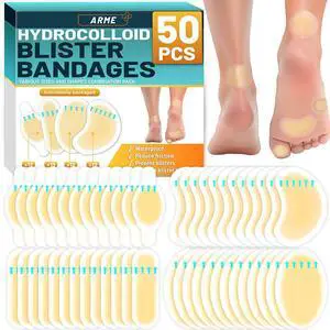 Hydrocolloid Bandages, Gel Blister Bandages for Feet 50Pcs 4 Shape | Waterproof Blister Pads Blister Cushions for Prevention & Recovery for Heel Foot Toe Protection Hydrocolloid Bandages, Gel Blister Bandages for Feet 50Pcs 4 Shape | Waterproof Blister Pads Blister Cushions for Prevention & Recovery for Heel Foot Toe Protection